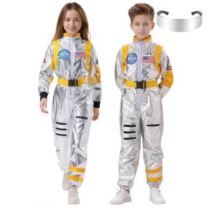 HarnyLoom D&eacute;guisement Astronaute Enfant Adulte, Costume Astronaute Gar&ccedil;on Homme Fille Space Combinaison de Pilote Cosmonaute Espace Casque Lunettes Cosplay Halloween Carnival (Jaune - Enfant, S) (HarnyLoom, neuf)
