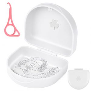 OFFCUP Bo&icirc;te pour Appareil Dentaire, &Eacute;tanche Bo&icirc;te Gouttiere Orthodontique Portable avec Design Ray&eacute; Antid&eacute;rapant, Bo&icirc;te de Rangement Accessoire Orthodontie pour Aligneurs Goutti&egrave;res Bagues(Blanc) (HOOCHE, neuf)