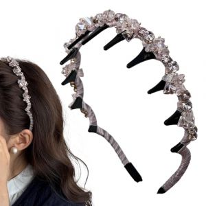 Bandeaux tress&eacute;s pour femme &ndash; &Eacute;l&eacute;gant bandeau tress&eacute; en strass avec dents &ndash; Serre-t&ecirc;te tendance antid&eacute;rapant pour femme, &eacute;t&eacute;, quotidien, gym, voyage, maison, f&ecirc;te, festival, rendez-vous (tianwink, neuf)