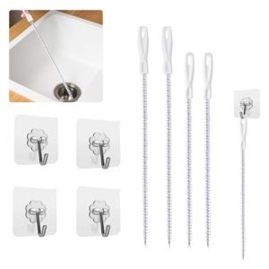 DIFLAX 4 Pièces Furet Deboucheur, Attrape Cheveux Baignoire, Nettoyeur de Drain, Débouchage Canalisation, pour Salles de Bains Baignoires Cuisines Eviers (45cm+60cm) (SVF TUNDER PRICE, neuf)
