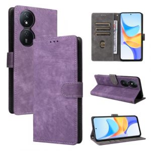MOJIA Coque pour Honor 90 Smart/Honor X7b 5G / X7b 4G, Anti-Chute T&eacute;l&eacute;phone Housse en Cuir PU &Eacute;tui Portefeuille &agrave; Rabat avec Fonction Antivol RFID. Violet (Shangnai, neuf)