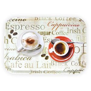 Lashuma Plateau rectangulaire mélaminé Plateau de Service de haute qualité Motif imprimé, Plastique, espresso, 38 x 26 cm (Lashuma Germany, neuf)