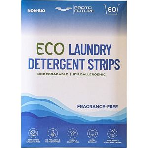 Proto Future Feuilles de Détergent à Lessive Écologique - (60 charges) Biodégradable, Hypoallergénique, Zéro Déchet, Sans Plastique - Sans enzymes, Formule à Base de Plantes (Sans parfum) (Proto Future, neuf)