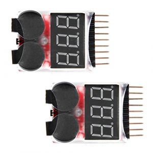 DollaTek 2PCS RC Lipo batterie moniteur alarme testeur Checker basse tension alarme buzzer avec indicateur LED pour 1-8 S Lipo LiFe LiMn batterie Li-ion (DollaTek, neuf)