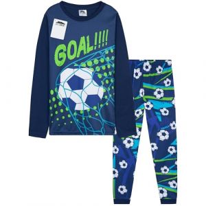 CityComfort Pyjama Garçon Football, Ensemble Pyjama Enfant et Ado, Long Vêtement de Nuit, Confortable, Idée Cadeau Foot (9-10 Ans, Bleu/Vert Football) (Get Trend., neuf)