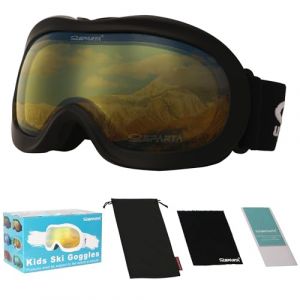OUTDOORSPARTA Casque pour garçon et fille lunettes de ski compatibles, protection 100% UV (6. Bordure noire, lentille jaune) (OutdoorSparta, neuf)