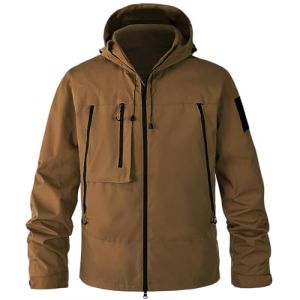 WINKEEY Veste Homme Imperm&eacute;able avec Capuche Coupe-Vent L&eacute;ger Manteau Pluie pour Randonn&eacute; Camping P&ecirc;che, Marron S (WINKEEY, neuf)