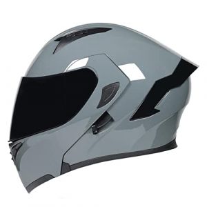 Woljay Casque intégral du Visage Moto Casque modulaire Casque Moto intégrée Double visière pour Adultes Hommes Femmes cyclomoteur Dot ECER22-05 (Grey-Smoke Visor,M) (Woljay Trading, neuf)