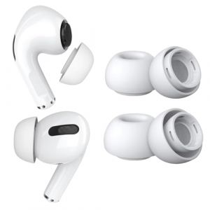 MMOBIEL 2 Paires Embouts de Rechange pour AirPods Pro Gen 1&2 Embouts Auriculaires Silicones en Trou R&eacute;duction Bruit, Bo&icirc;te Rangement Portable et Adaptable &agrave; Le Bo&icirc;tier Chargeur &ndash; 1xM 1xL, Blanc (Menko Telekom, neuf)