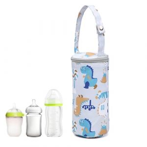 Liwankaqi Porte-gourde, sac isotherme pour repas de b&eacute;b&eacute;, sac isotherme pour garder les liquides chauds et froids, sac isotherme pour de nombreux biberons standard en mat&eacute;riau imperm&eacute;able, gris clair, (liwantech, neuf)