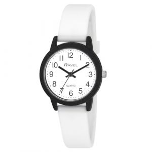 Ravel - Montre-Bracelet Unisexe en Silicone &laquo; Summer in Black &raquo; (Bo&icirc;tier de Montre 37 mm) - Quartz Analogique - R1814.4 - Blanc (Montres Ravel, neuf)