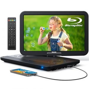 GOnavidio 15,4&ldquo; Lecteur DVD Blu Ray Portable avec c&acirc;ble HDMI, Rotatif &agrave; 270&deg; HD 1920x1080, Lecteur Blue Ray Portable avec Batterie Rechargeable 5 Heures USB/SD (0511) (GOnavidio, neuf)