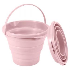 Seau pliable de 3 l - Seau de nettoyage pliable - Ch&acirc;teau de plage - Peu encombrant - Pour l'ext&eacute;rieur, la p&ecirc;che, le sable, le camping - Bleu (rose) (Youcaimaoyi, neuf)