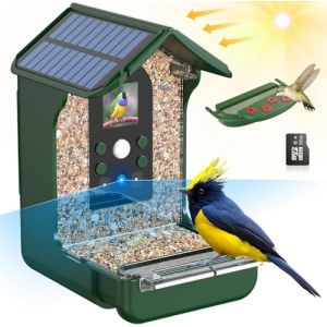 Rkdely Mangeoire Oiseaux Cam&eacute;ra Solaire, 1080P HD Mangeoire Oiseaux Ext&eacute;rieur avec Panneau Solaire Jour Nuit Automatique Prendre des Photos et Enregistrer des Vid&eacute;os Cam&eacute;ra Oiseaux IP65 Etanche (Rkdely, neuf)
