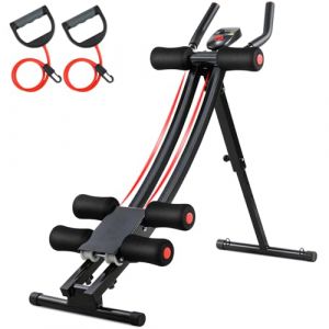 LIFERUN Banc abdominaux pliable, AB Trainer, équipement abdominal à domicile, banc de gym avec moniteur LED, bande de résistance, réglable, plate-forme d'entraînement aux poids de 120 kg (Dorigod Trading Limited, neuf)