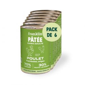 Franklin – Patée pour Chien – 6 x 400g – Format Boîte – 70% de Poulet – sans Céréales – Mono-protéine (Franklin Pet Food, neuf)