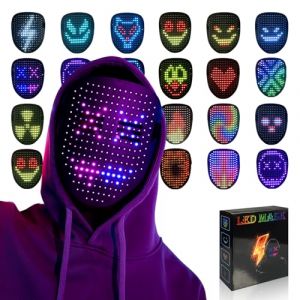 MOYACA Masque LED avec détection de geste, masque lumineux à DEL pour costume cosplay, fête, bal masqué, masque lumineux pour Halloween (MOYACA-EU Direct, neuf)