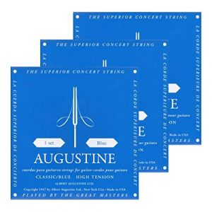 Augustine Lot de 3 cordes de guitare classiques de concert en nylon bleu (MusicScout, neuf)