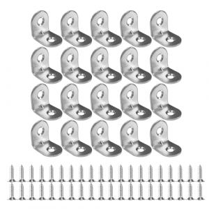 DHWEKU Équerre de Fixation en Métal equerre metal Inox pour la Réparation de Meubles - Lot de 20 Équerres de Fixation 20 * 20mm pour la Fixation et la Réparation de Meubles, Renforcer les Joints (DHXMYGS, neuf)
