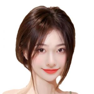 XIAOXIAOYU Perruque frontale &agrave; franges, boucle de perruque avec franges | Perruque r&eacute;aliste &agrave; franges pour femme &agrave; huit personnages - Couverture de cheveux gris, extensions de cheveux synth&eacute;tiques (syfmbz, neuf)