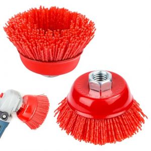 Lot de 2 brosses à pot pour meuleuse d'angle, brosse en nylon M14, brosse à pot, brosse en nylon, brosse en nylon, perceuse pour enlever la peinture, nettoyage de la saleté (yingfengdianzi, neuf)