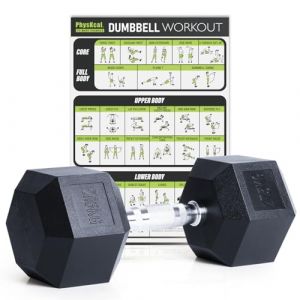 PhysKcal Haltères hexagonales 27,5 kg simples, inodores en polycaoutchouc, ensemble d'haltères 2,5 kg, 5 kg, 7,5 kg, 10 kg, 12,5 kg, 15 kg, 20 kg (Balmin Inc., neuf)