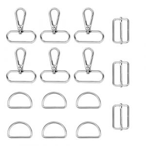 ANBOWEI Mousqueton Sac a Main 40mm, 15pcs Inclure Pivotant Boucle Sangle, Anneaux en D, Couture Attache Coulissante, Mercerie Accessoire pour Sac Sangle Bricolage, Argent (Xingge-EU, neuf)
