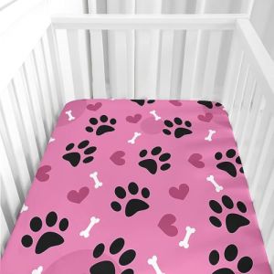 Treer Mod&egrave;le 3D Drap Housse pour Lit B&eacute;b&eacute;, Drap Housse Nacelle Confort. Drap Housse Couffin et Berceaux Prot&egrave;ge Matelas Compatible pour Lit &agrave; Barreaux Enfant (rose fonc&eacute;,90x40x10cm) (Treer, neuf)