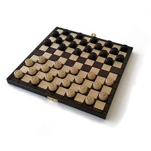 Jeu DE Dames L - Damier de Taille 28 x 28 cm, Fabrication Artisanale en Bois de Charme Vernis &eacute;co-Responsable. Plateau Pliable et Nomade, Rangement Facile, Jeu de Voyage. Marque Le D&eacute;lirant&reg;. (Le D&eacute;lirant, neuf)