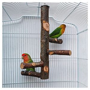 Perchoir pour Cage de Perroquet Jouets pour Perruche Perchoir en Bois Naturel pour 3 ou 4 Petits ou Moyens, Cacato&egrave;s, Conure, Perruche, Oiseau d'amour, Pinson (Joody, neuf)