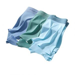 TOBILE Lot de 3 boxers en soie glacée pour homme - Doux et sexy - Pour homme - Boxer transparent - Hombre-Mry006-3A - 4XL (Benliu, neuf)