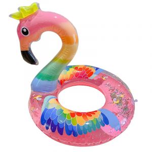 Flamant Rose Gonflable, Flotteur Gonflable pour Piscine, Bouée Flamant Gonflable, Bouée Flamant Rose Glitter, pour Les Adolescents Adultes Plage et Piscine (rose-90) (JUBAORONG, neuf)