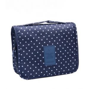 Trousse De Toilette Originale Femme Le-Globe-Trotteur Fleurs Bordeaux Pliable Imperméable Avec Poignée De Transport Pour Produits Beauté Et Douche (Pois Bleu Marine) (PJSshop, neuf)