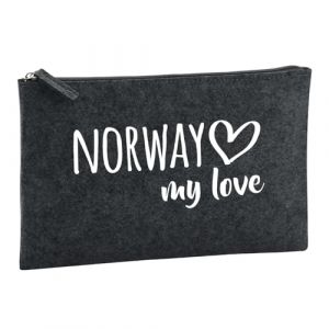 Huuraa trousse de toilette Norway my love Trousse de toilette cadeau en feutre anthracite 1 litre Norway my love Pr&eacute;sent (Hellweg Handelsbetrieb Soest, neuf)