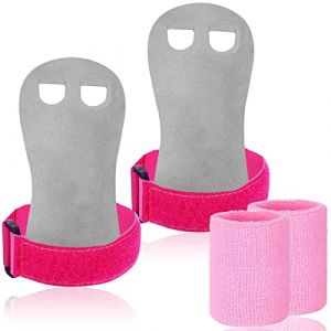 FINGER TEN Gants Gym Enfant/Adulte Manique Protection Paumes with Bracelets de Sport Bande Paire pour Exercice Traction/Crossfit/Barre/Gymnastique (S, Rose) (WANGYAUN, neuf)