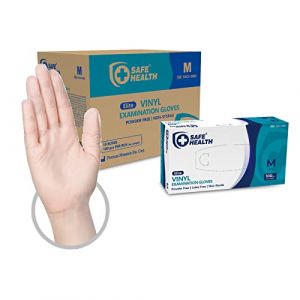 Safe Health Gants d'examen Jetables en Vinyle Taille M Transparent, Boîte de 1000 gants, Sans poudre Sans latex Hypoallergéniques, Soins médicaux Aliments Nettoyage, 3 Mil (Le Pro du Médical, neuf)