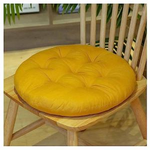 SHTGOI Coussin de si&egrave;ge de chaise 40 x 40 cm Coussin rembourr&eacute; en coton avec sangles Coussin de chaise rond pour int&eacute;rieur et ext&eacute;rieur, Coussin rond au curcuma (SHTGOI, neuf)