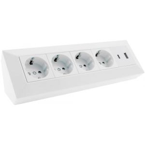 ChiliTec Bloc multiprise d'angle 4 prises avec USB-A USB-C PD pour bureau, cuisine, atelier, blanc (BUVTEC, neuf)