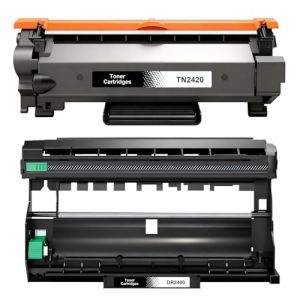1 x Toner TN2420 TN2410 et 1 x Tambour DR2400 compatible avec le toner Brother TN-2420 TN2410 TN-2410, pour Brother MFC L2710DW, HL-L2350DW, MFC-L2710DN, HL-2310D, DCP-L2530DW, MFC-L2730DW (Pack de 2) (Evelyy, neuf)