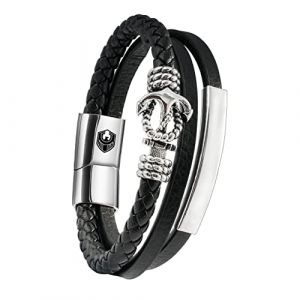 SHIEAGLELD Bracelet Cuir Homme avec Ancre, Ancre Homme, Bracelets pour Tressé Fermoir Aimanté en Acier Inoxydable, Coffret à Bijoux Exclusif, Idée Cadeaux Saint Valentin Noël (YeomanTech DE, neuf)