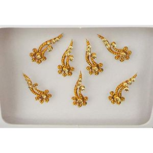 BB211 Or Bindi Argent Cristal Perle Pierre perlage Bindi Tatouage autocollant de mariage Forehead Tikka Indian Fancy Party arabe face Gem Body Art (Mehek!, neuf)