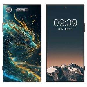 WUACYEAMING Noir Coque pour Sony Xperia XZ1, Haute Qualit&eacute; TPU Silicone Mince Souple Antichoc Bumper avec Le Dragon Motif Dessin Mat Case (WUACYEAMING, neuf)