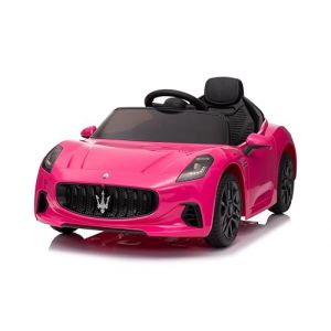 FINOOS Voiture &eacute;lectrique pour Enfants 12V Maserati GranTurismo, avec klaxon, Musique, d&eacute;marrage progressif, t&eacute;l&eacute;commande, 2,4 GHz, de 1 &agrave; 4 Ans (Rose) (S.N. Commerce B.V., neuf)