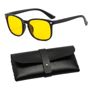 1 Pcs Lunettes Conduite de Nuit,Lunette Jaune Conduite de Nuit,Anti-&Eacute;blouissement,Ld&eacute;al pour la Conduite deNuit,R&eacute;duit Efficacement la Fatigue Oculaire et est Livr&eacute; avec un &eacute;tui en cuir Souple (JR-Kong, neuf)