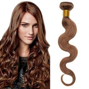 SEGO Tissage Bresilien Bouclé - Extension Tissage Bresilien en Lot - Tissage Cheveux Humains Ondulé Afro - Vrai Cheveux Humain Naturel - 16 Pouces 06#Noisette (Shiny Collection-88, neuf)