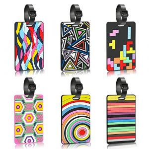 PHOGARY 6 Pièce Étiquette Bagage en Pvc pour Valises, Étiquette Valise Colorées Avec Nom, Adresse, Étiquette de Téléphone, pour Femmes, Hommes, Etiquette Bagages, Étiquette de bagage d'avion (Skowx, neuf)