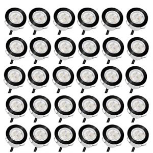 CHNXU 30 Spot LED Eclairage Ext&eacute;rieur Encastrable Sol Terrasse Bois,45mm Spots Encastr&eacute; Ext&eacute;rieur Fait en IP67 DC12V 1W Avec Alimentation EU Pour Jardin Escalier Patio Blanc Froid(Noir) (CHENXU, neuf)