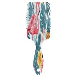 Brosse à cheveux avec coussin d'air - Ananas et flamants roses - Pour cheveux épais et démêlants antistatiques (DEJESJ, neuf)