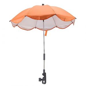 14 Pouces Ombrelle pour Poussette, Parasol Universel pour Poussette avec Pince Parasol Réglable pour Poussette avec Protection Parasol pour Poussette, Couffin, Fauteuil Roulant (Orange (colle (Luqeeg, neuf)