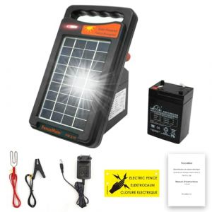 FenceMate Électrificateur Clôture Électrique Solaire, avec une sortie de 0.15 J jusqu'à 2 km, appareil portable pour élever des volailles ou des animaux domestiques (FENCEMATE, INC., neuf)